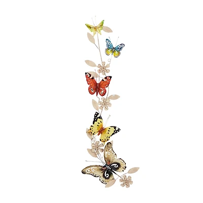 Multi Colored Butterfly Metal Outdoor Wall Accent