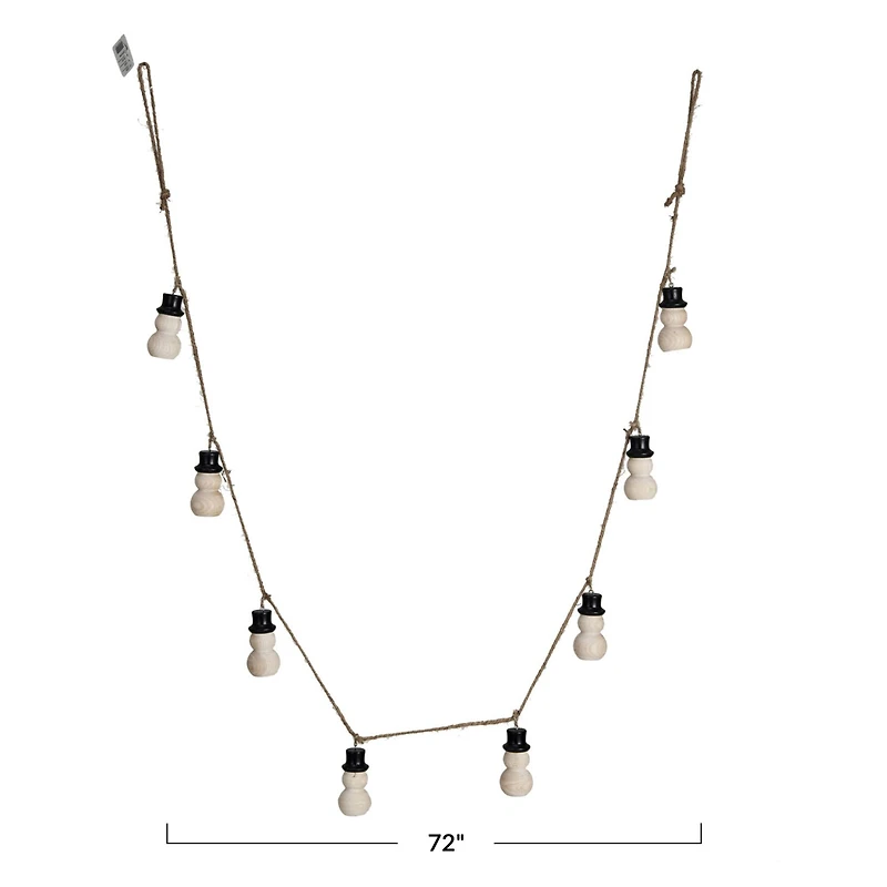 Hello Honey® 6ft. Decorative Wood Snowman with Jute Rope Garland