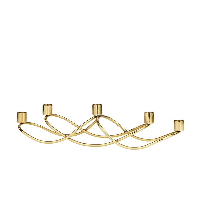 The Novogratz 18" Gold Stainless Steel 5 Taper Candle Candelabra