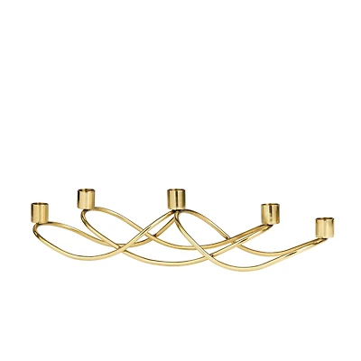 The Novogratz 18" Gold Stainless Steel 5 Taper Candle Candelabra