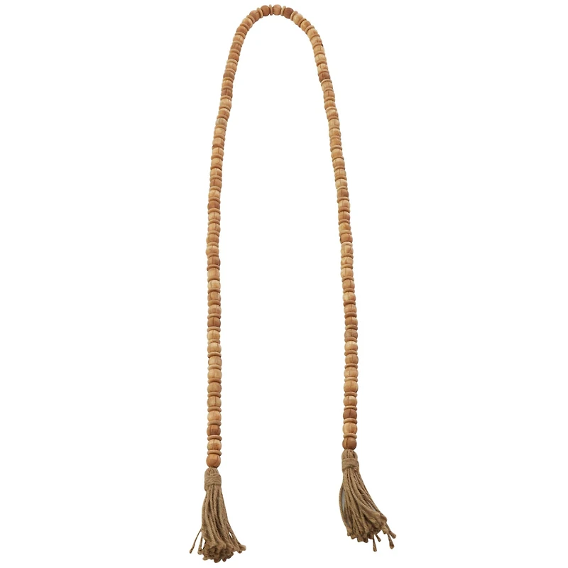 6.5ft. Brown Mango Wood Handmade Beaded Garland with Tassel