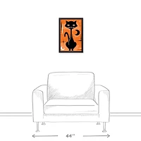 Mid Mod Black Cat Black Framed Canvas Wall Art