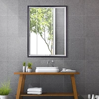 Brushed Black/Chrome Metal Framed Beveled Edge Wall Mirror - 30" x 40"