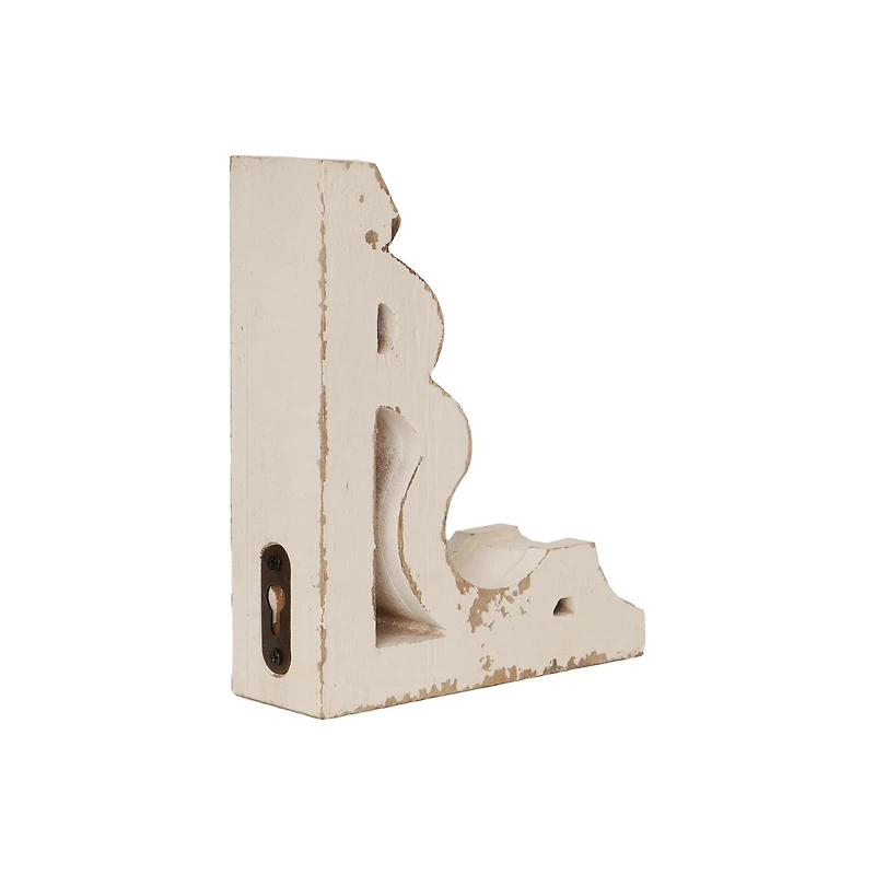 Whitewashed Distressed Antique Wood Corbel Shelf Brackets (Set of 2)