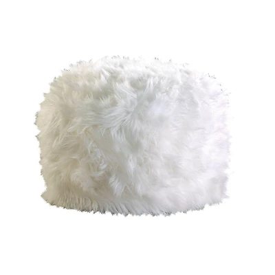 12" Fuzzy White Ottoman Pouf