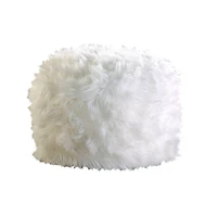 12" Fuzzy White Ottoman Pouf