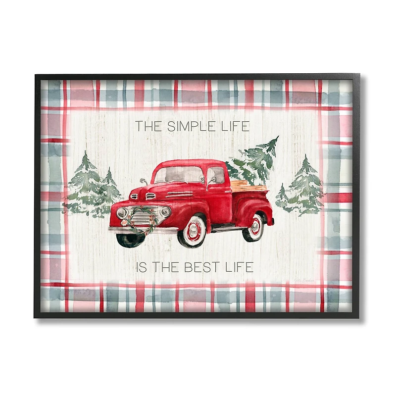 Stupell Industries Simple Life Is Best Plaid Truck Framed Giclee Art