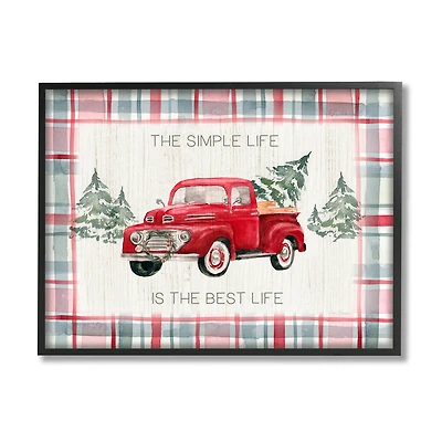Stupell Industries Simple Life Is Best Plaid Truck Framed Giclee Art