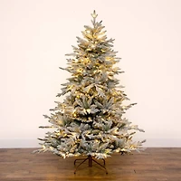 6ft. Pre-Lit Fraser Fir Flocked Artificial Christmas Tree with Instant, Warm White LED Lights