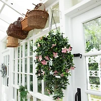 34in. UV Resistant Artificial Azalea Hanging Basket (Indoor/Outdoor)