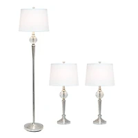 Lalia Home Brushed Nickel Crystal Drop Table and Floor Lamp Set
