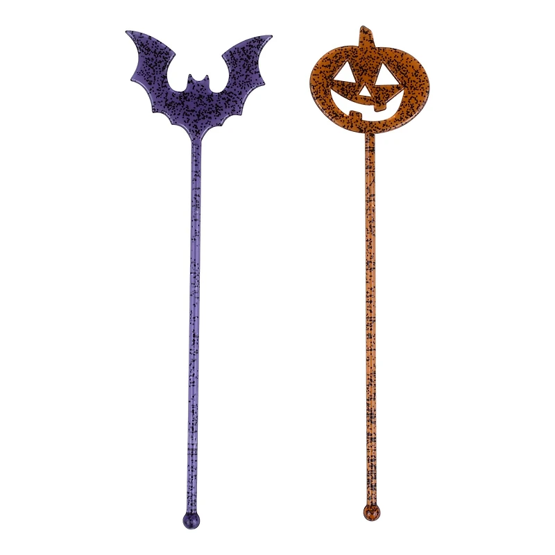 8" Trick-or-Treat Jack-o'-Lantern & Bat Drink Stirrers, 12ct. by Makery™