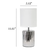 Simple Designs 11.5" Ruffled Metallic Chrome Capsule Table Lamp