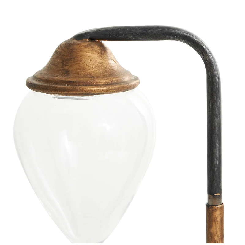 13" Black Metal Suspended Hourglass Timer with Gold Details