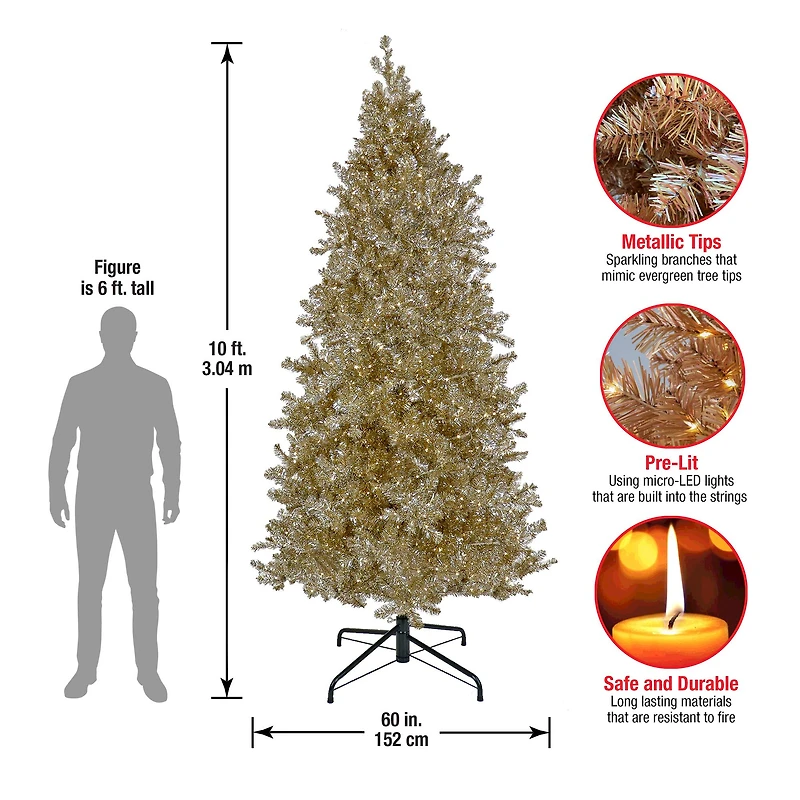 10ft. Pre-Lit Platinum Metallic Evergreen Artificial Christmas Tree
