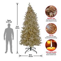 10ft. Pre-Lit Platinum Metallic Evergreen Artificial Christmas Tree