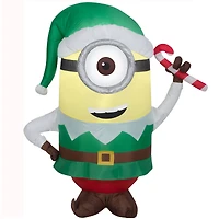 3.5ft. Airblown® Small Stuart As Elf With Candy Cane
