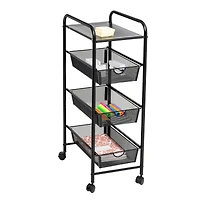 Honey Can Do Black Metal 3-Drawer Rolling Storage Cart