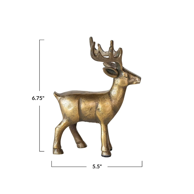 Hello Honey® 6.75" Antique Gold Finish Cast Aluminum Reindeer