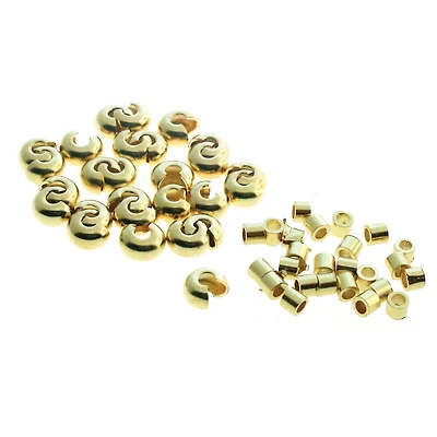 The Beadsmith® Basic Elements™ Gold-Plated Smooth Crimp Tubes & 3mm Covers