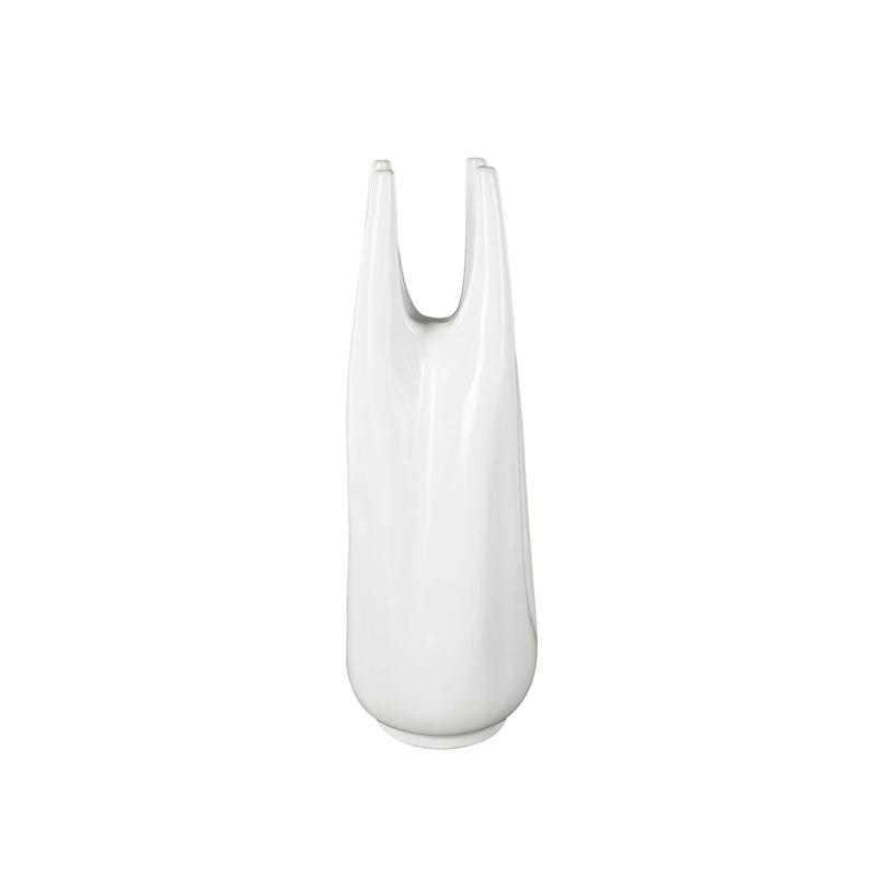 22" White Abstract 4-Opening Ceramic Vase