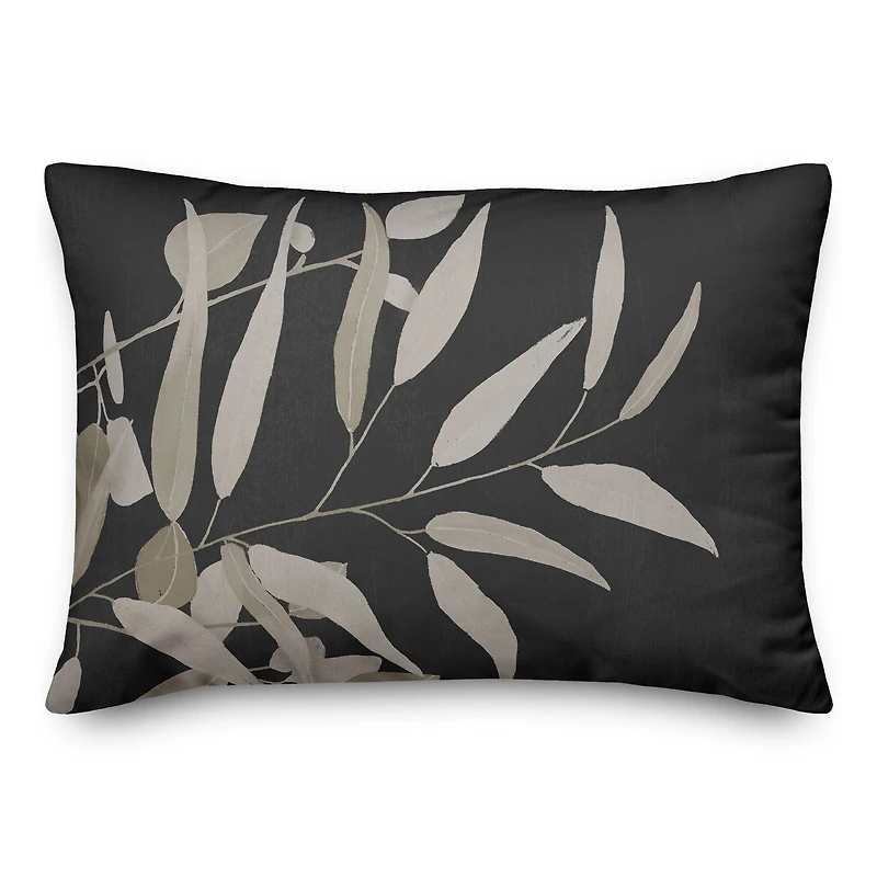 Black and White Greenery I 14" x 20" Throw Pillow