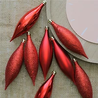 8ct. 5.5" 4-Finish Red Hot Shatterproof Finial Drop Ornaments