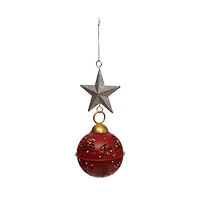 8" Red Jingle Bell & Silver Glitter Star Metal Ornament by Ashland®