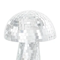 Silver Handmade Glass Mosaic Mushroom Mirror Sculpture Set