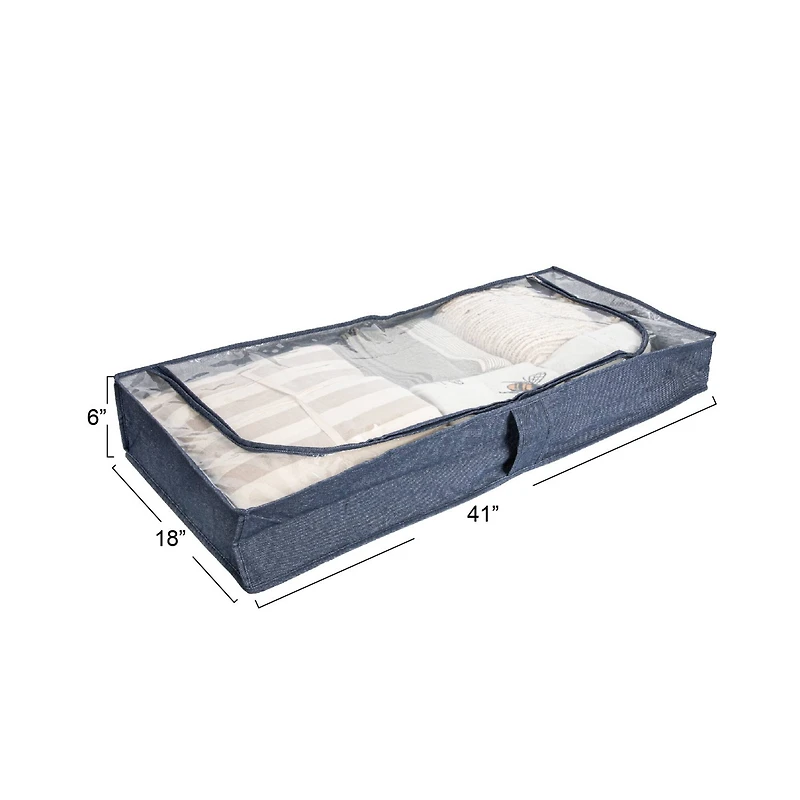 Household Essentials 41" Denim Blue Under the Bed Storage Chest