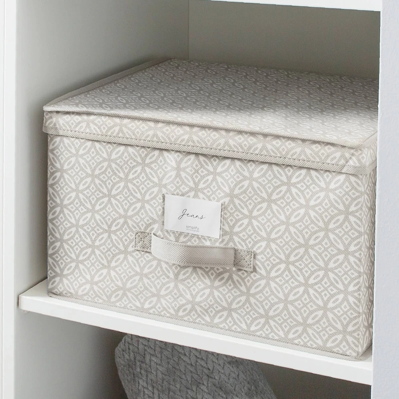 Simplify Jumbo Gray Boho Storage Box