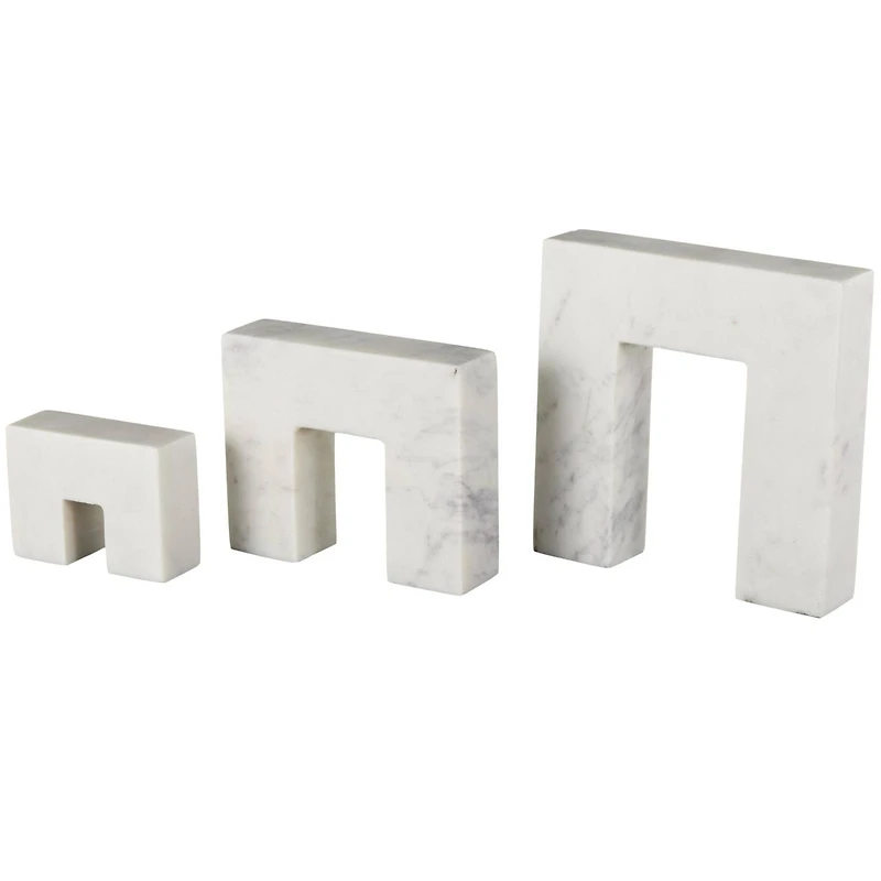 White Abstract Square Arch Marble Sculpture Set