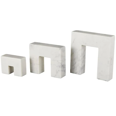 White Abstract Square Arch Marble Sculpture Set