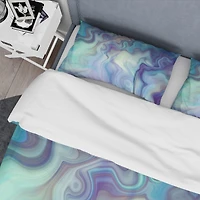 Designart Marbled Colours in Shades of Turquoise & Purple Modern & Contemporary Duvet Cover & Sham Set