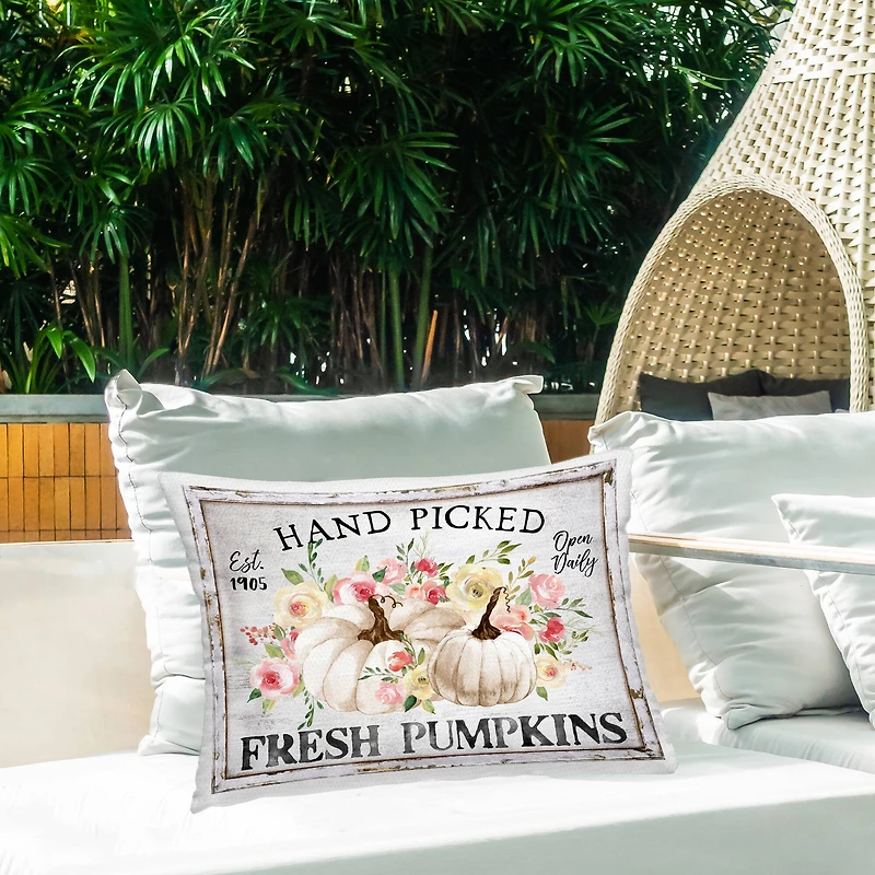 Stupell Industries Hand Picked Pumpkins Outdoor Printed Pillow