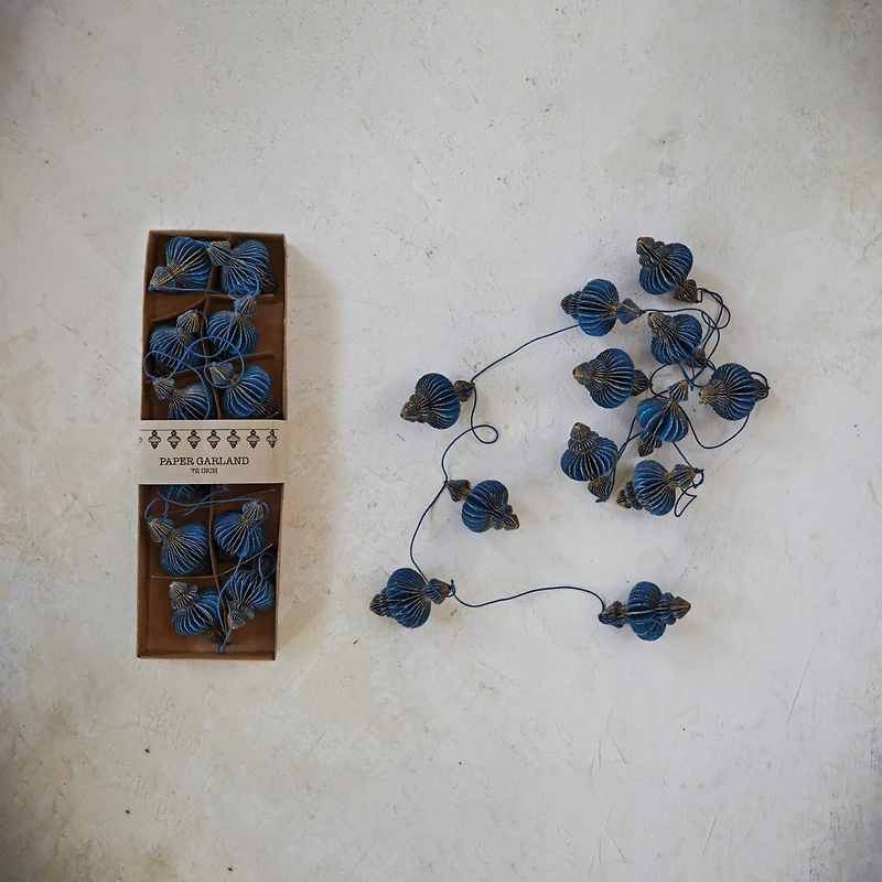 Hello Honey® 6ft. Handmade Recycled Paper Honeycomb Finial with Gold Glitter Garland