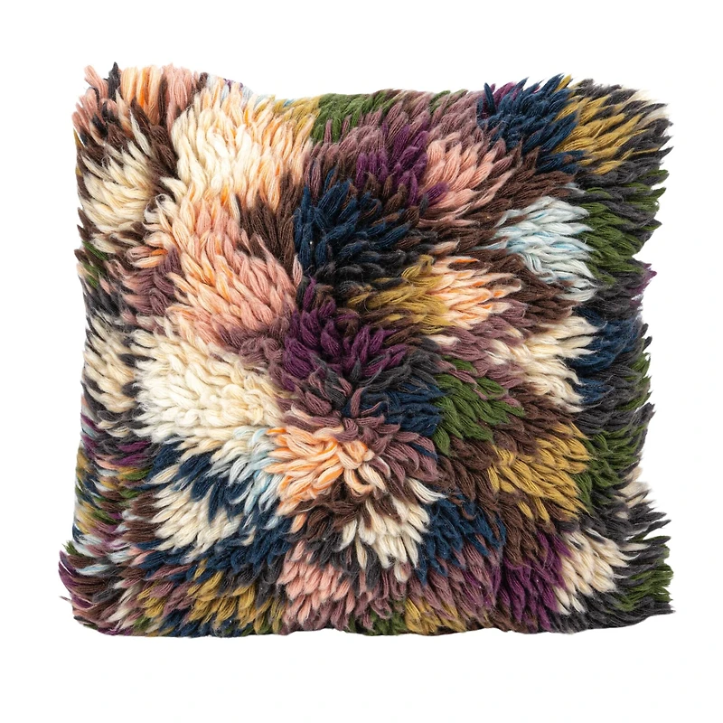 Hello Honey® 20" Multicolored Woven Wool Shag Pillow