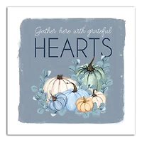 Gather Hearts Blue Mood Pumpkins Canvas Wall Art