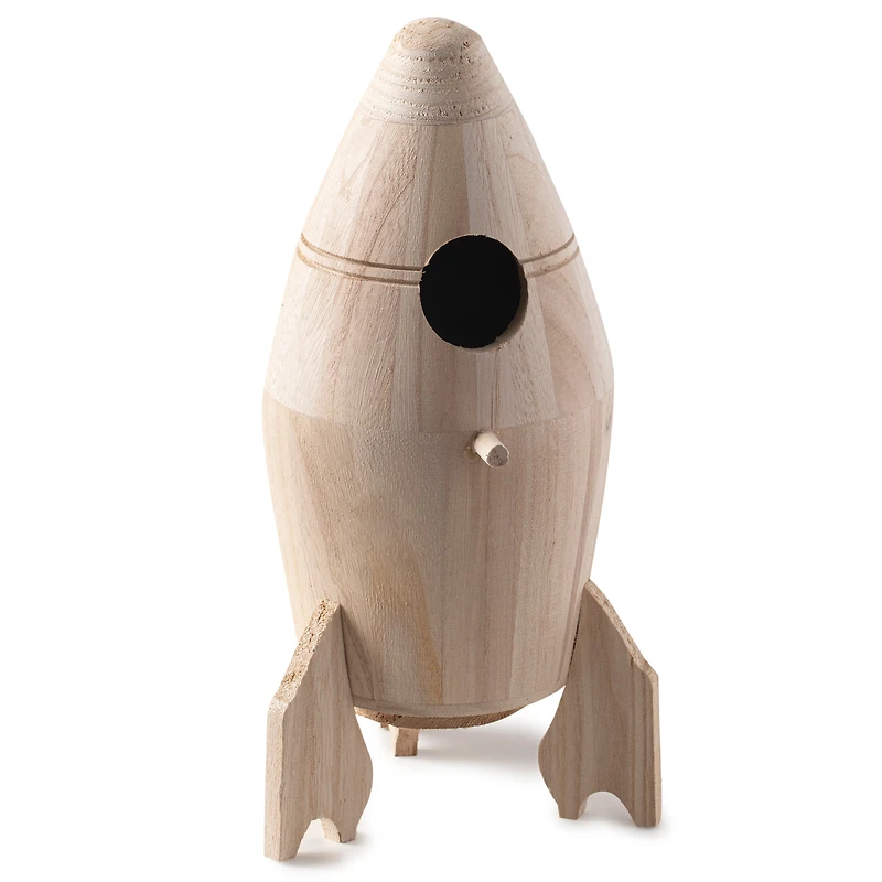 8 Pack: 10.5" Rocket Ship Wood Birdhouse by Make Market®