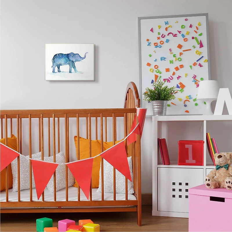 Stupell Industries Elephant March with Abstract Night Sky Constellation Wall Plaque