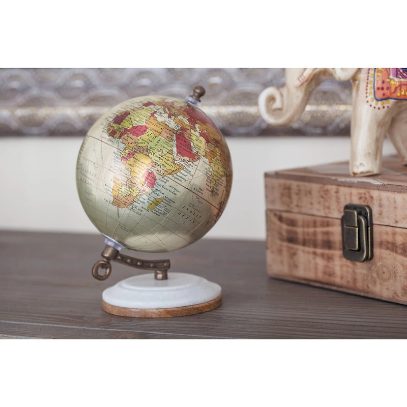 7" White Metal Modern Globe