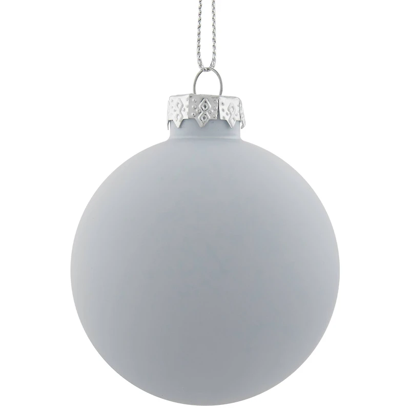 9ct. 2.5" Shiny & Matte White Glass Ball Ornaments