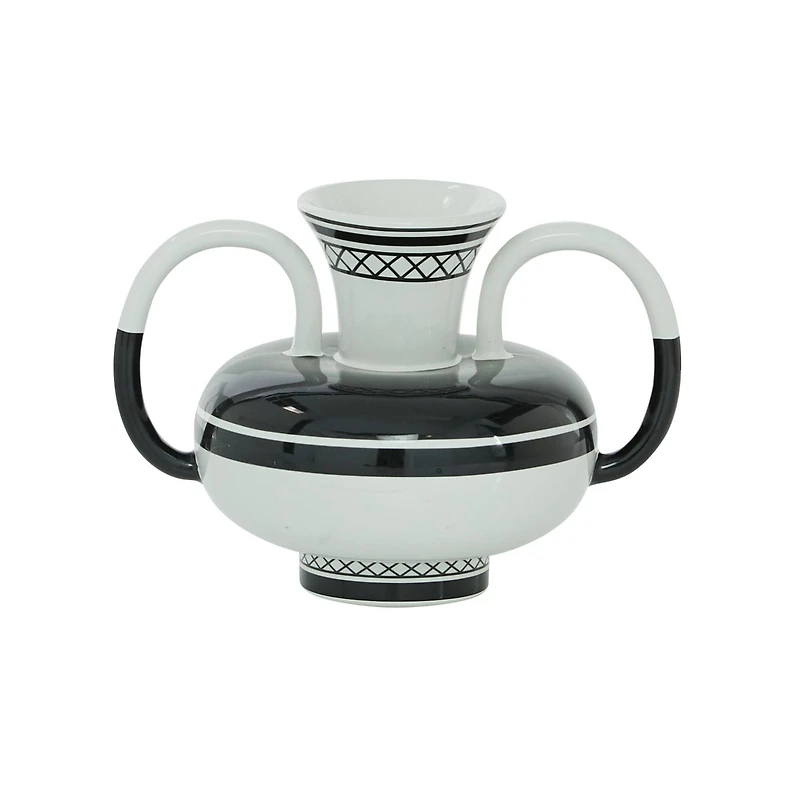 White Ceramic Eclectic Vase, 7" x 7" x 7"