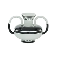 White Ceramic Eclectic Vase, 7" x 7" x 7"