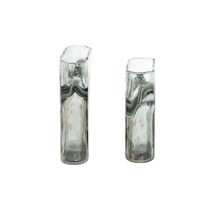 Gray Glass Contemporary Vase Set