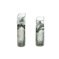 Gray Glass Contemporary Vase Set
