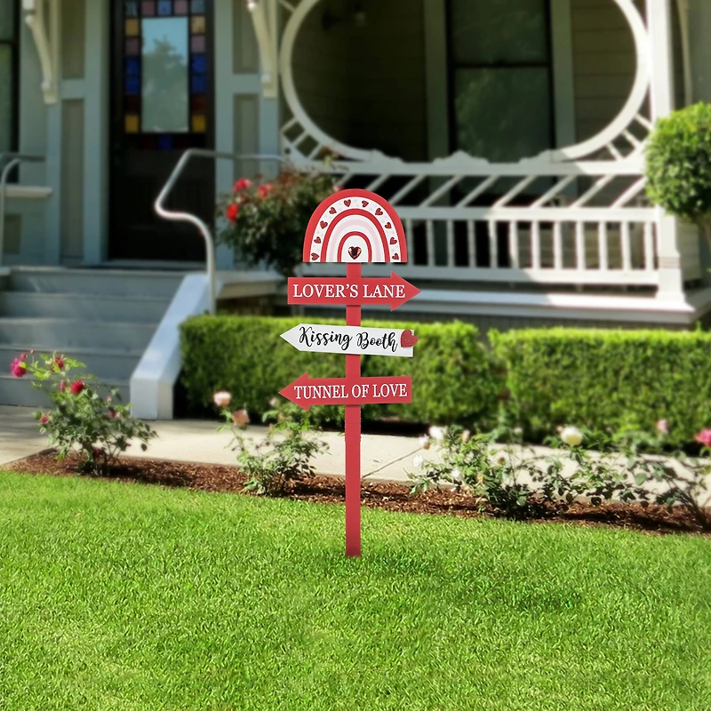 Glitzhome® 41.75" Valentine's Wooden Rainbow Word Sign Patch & Yard Stake