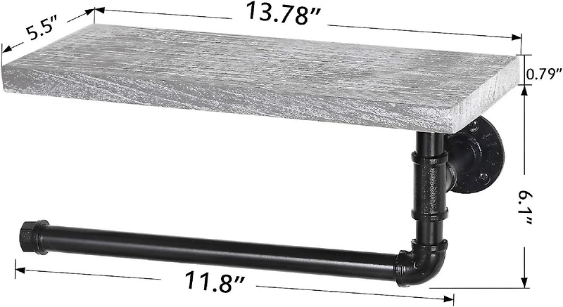 Paper Towel Holder with Shelf Industrial Pipe