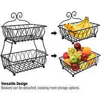 Sorbus 16" 2-Tier Wire Basket Stand