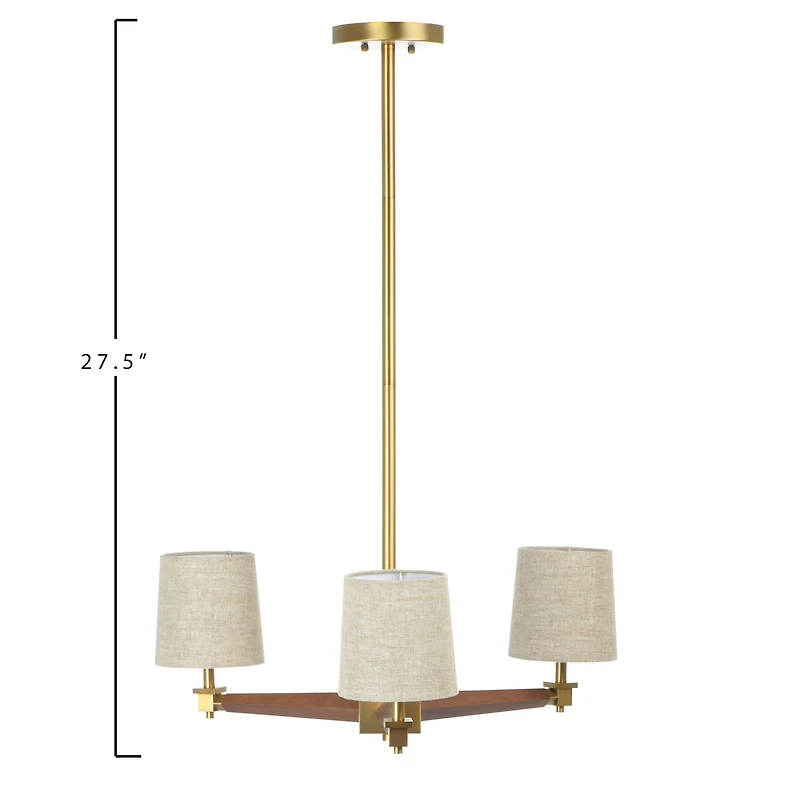 Hello Honey® 37.5" Wood & Metal Chandelier with Linen Shades